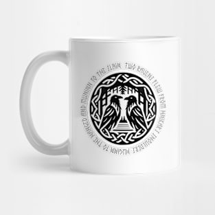 Valhalla Viking raven symbol with runes Mug